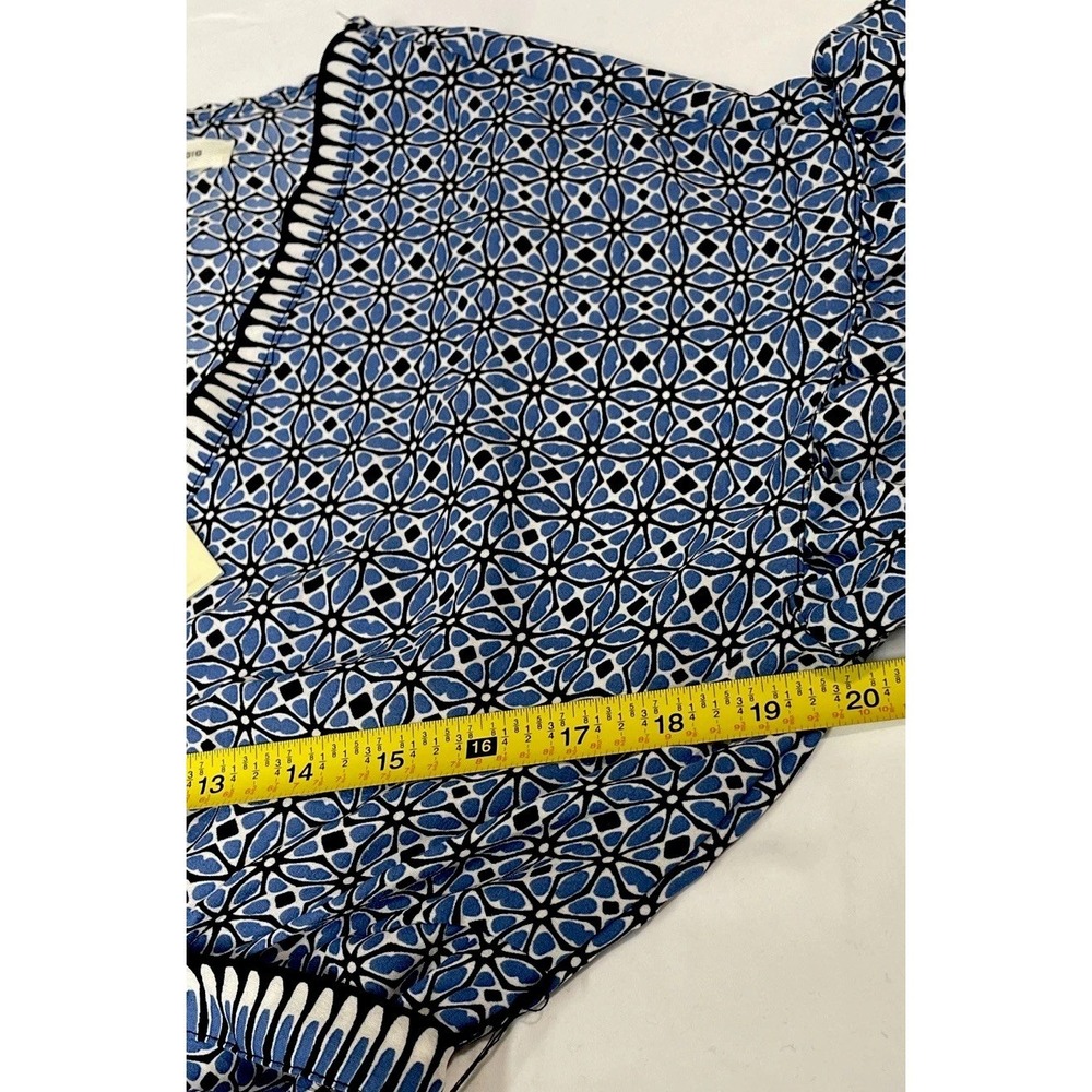 Max Studio Dress Blue Printed Short Sleeve V Neck Midi Tie Waist Women's S NWT - Picture 5 of 9